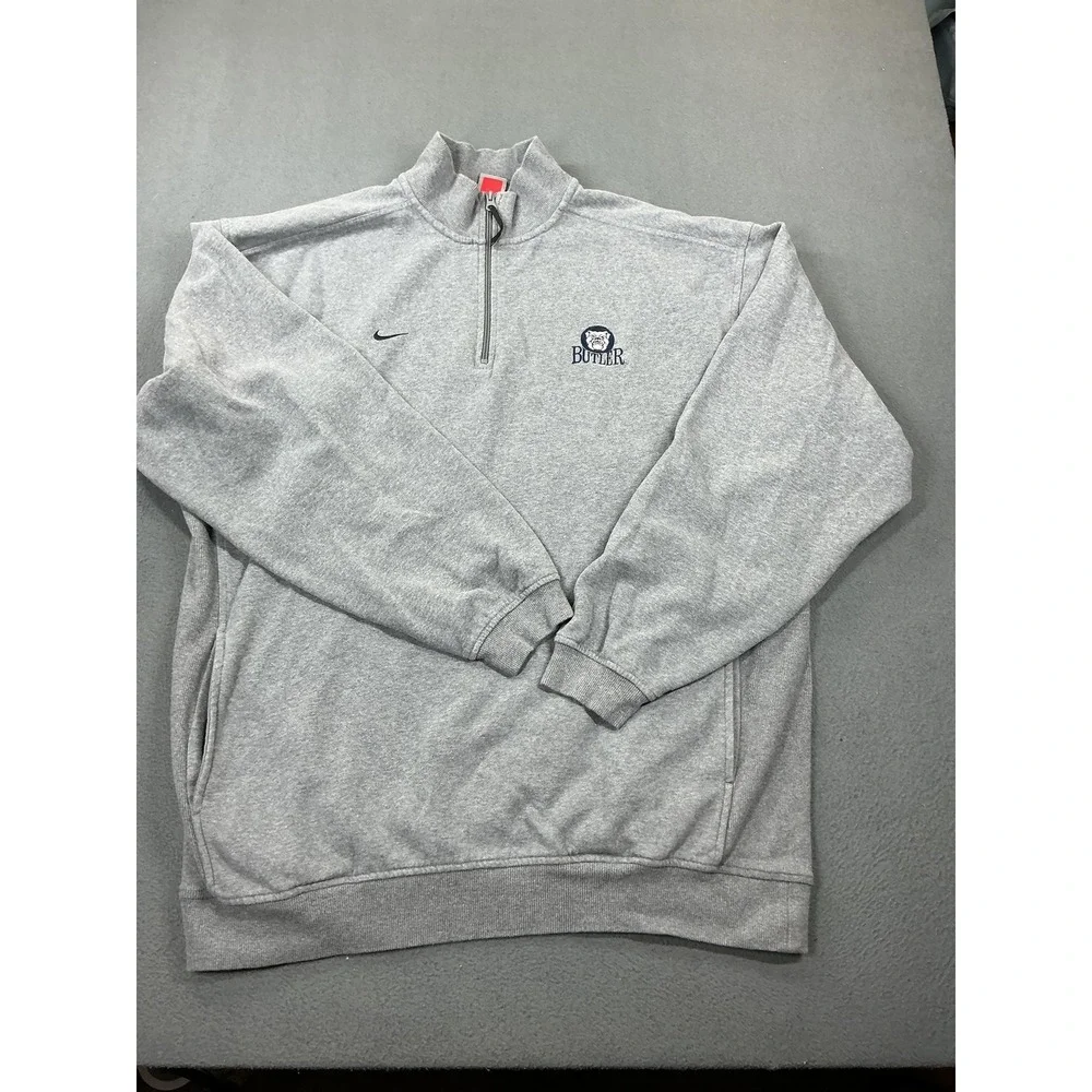 Butler Bulldogs Sweatshirt Mens XL Gray NCAA Basketball Nike Quarter Zip 90s